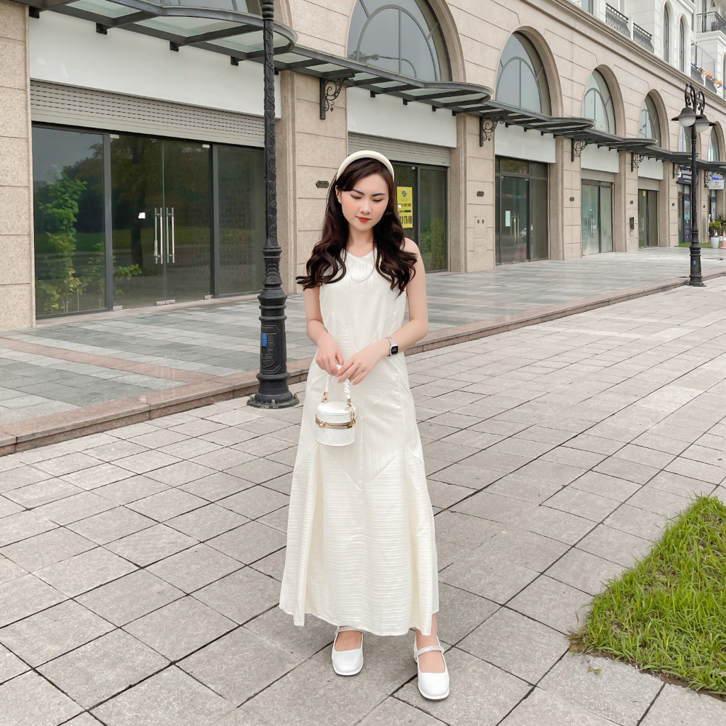 Váy maxi dáng suông sát nách vân sóng siêu xinh