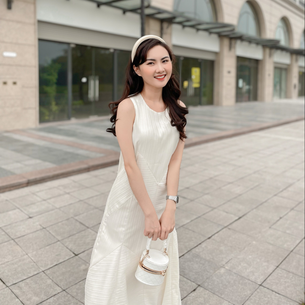 Váy maxi dáng suông sát nách vân sóng siêu xinh