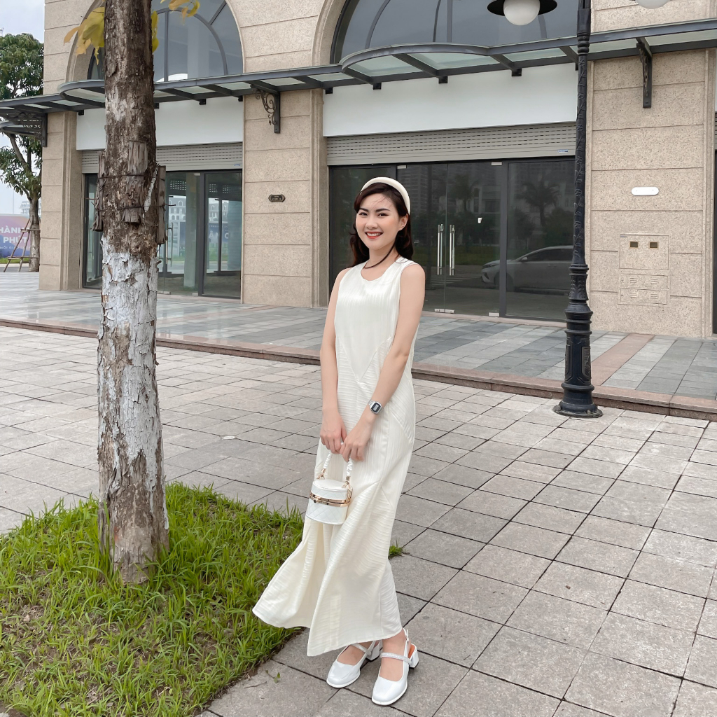 Váy maxi dáng suông sát nách vân sóng siêu xinh