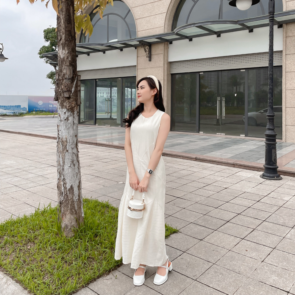 Váy maxi dáng suông sát nách vân sóng siêu xinh