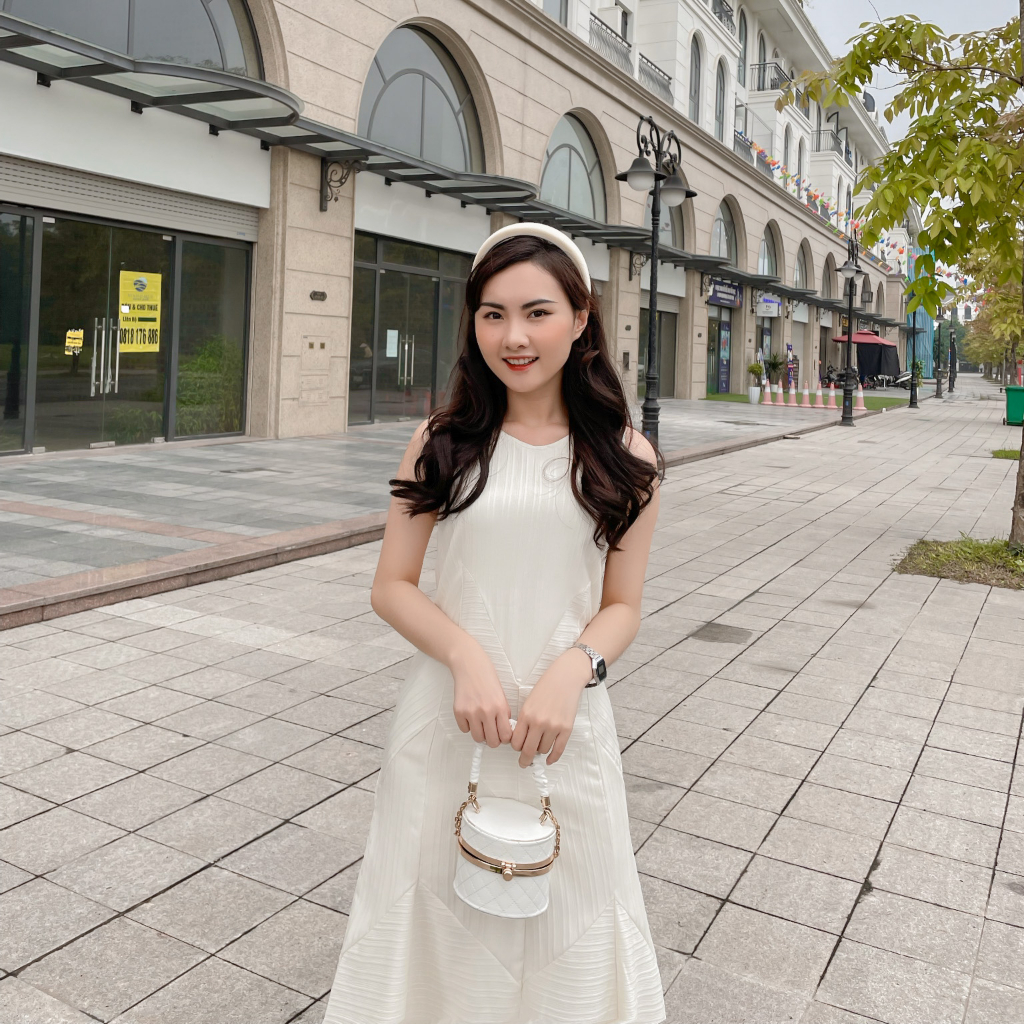 Váy maxi dáng suông sát nách vân sóng siêu xinh