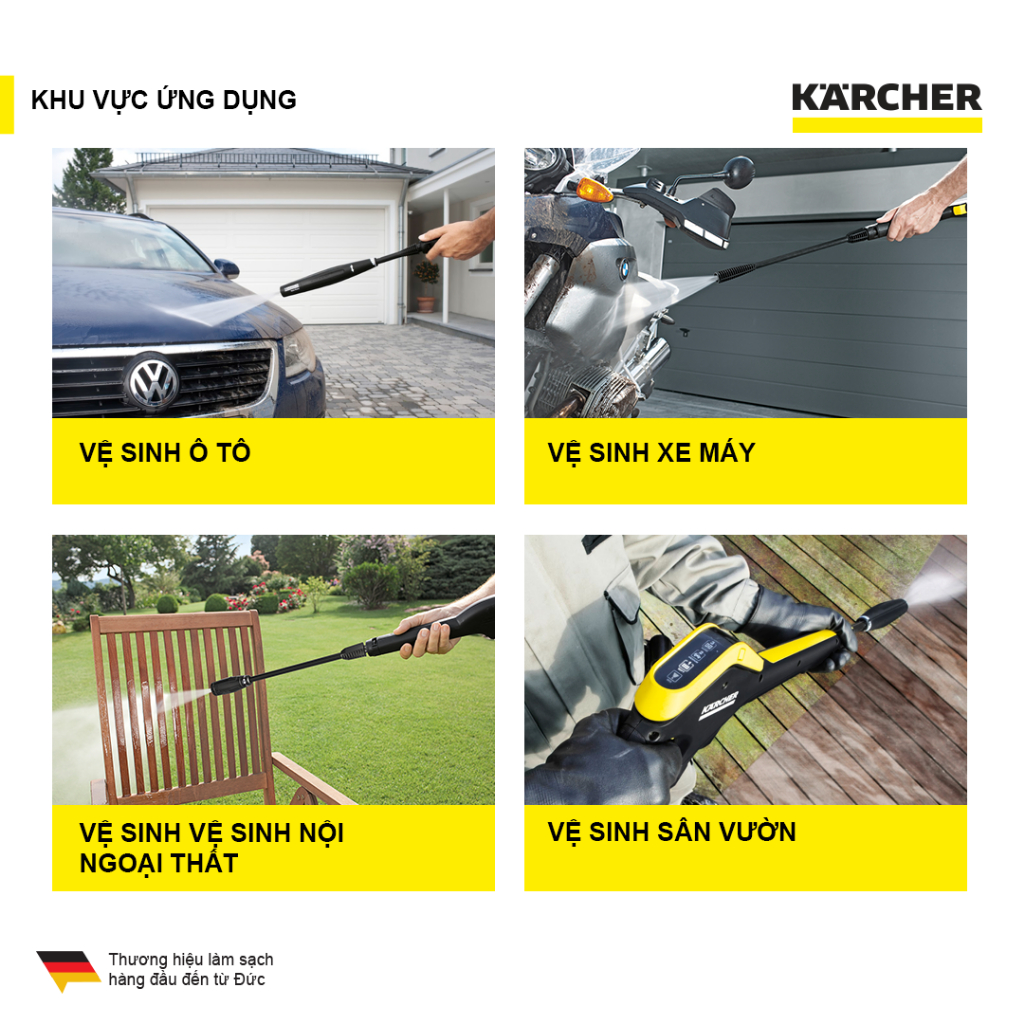 Máy xịt rửa xe Karcher K3 deluxe premium động cơ từ công suất 1600w áp lực 20-120 bar, lưu lượng nước 380l/h màu vàng