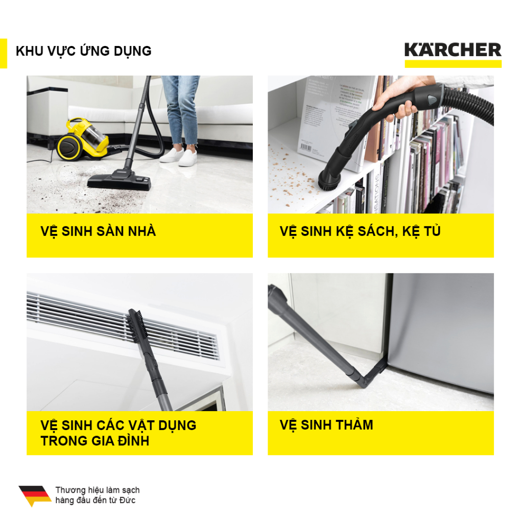 Máy hút bụi khô không dùng túi lọc bụi Karcher VC 3 Plus công suất 1100w màu vàng - bảo hành 18 tháng