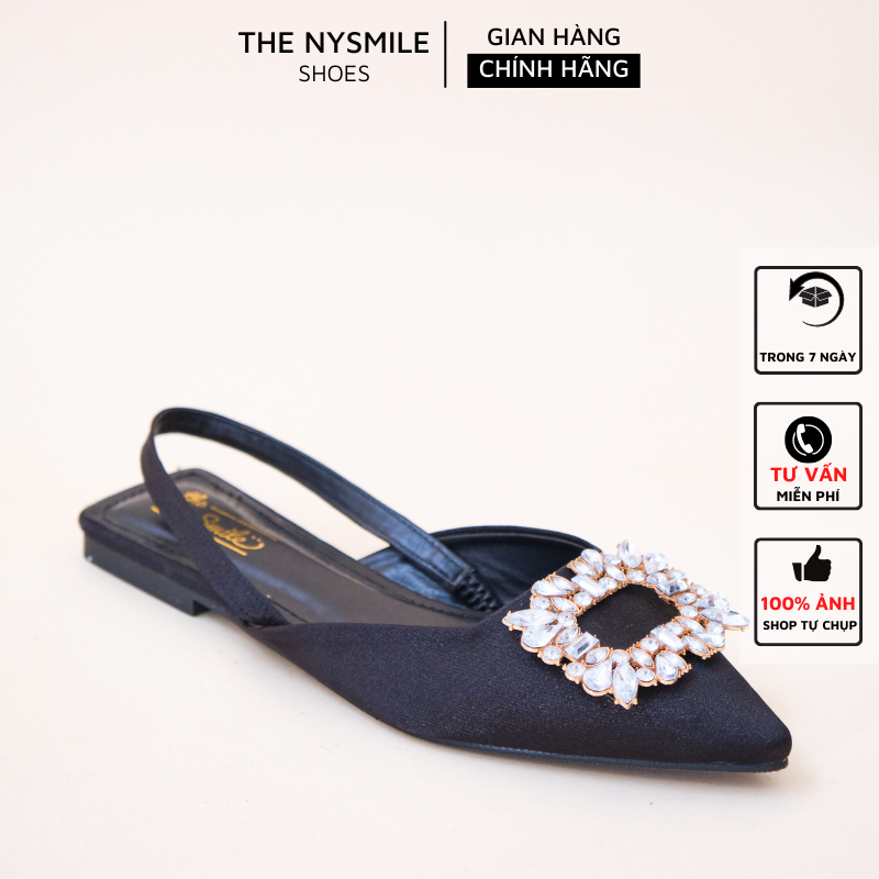 Giày bệt quai hậu đính đá khoen vuông - The NySmile - ZALI