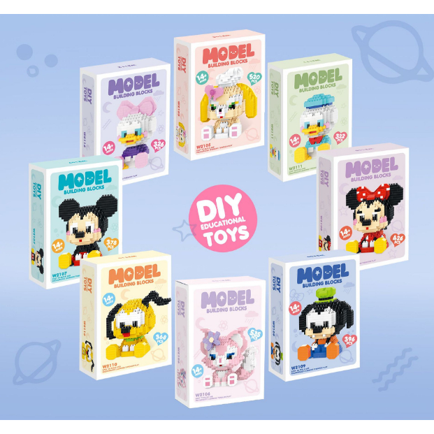 Đồ Chơi Xếp Hình Các Nhân Vật Hoạt Hình Đáng Yêu, Đồ Chơi Lắp Ghép Cho Bé