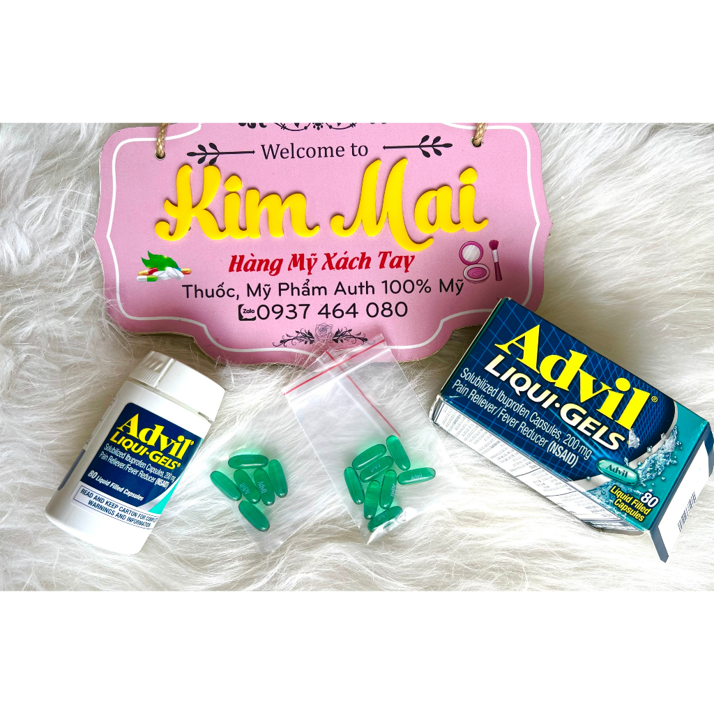 Viên Ádvil dạng viên gel và bọc đường chia lẻ 2.600đồng 1 viên date 7/2024