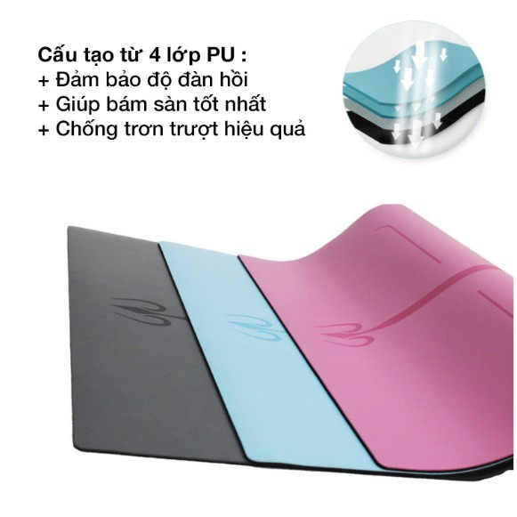 Thảm tập PU cao su non tự nhiên định tuyến chống trơn trượt thấm hút mồ hôi đàn hồi bám sàn tốt dày 5mm