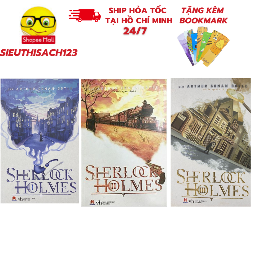 Sách - Sherlock Holmes Tập 1 + tập 2 + tập 3 ( Huy Hoàng ) - Tặng kèm bookmark