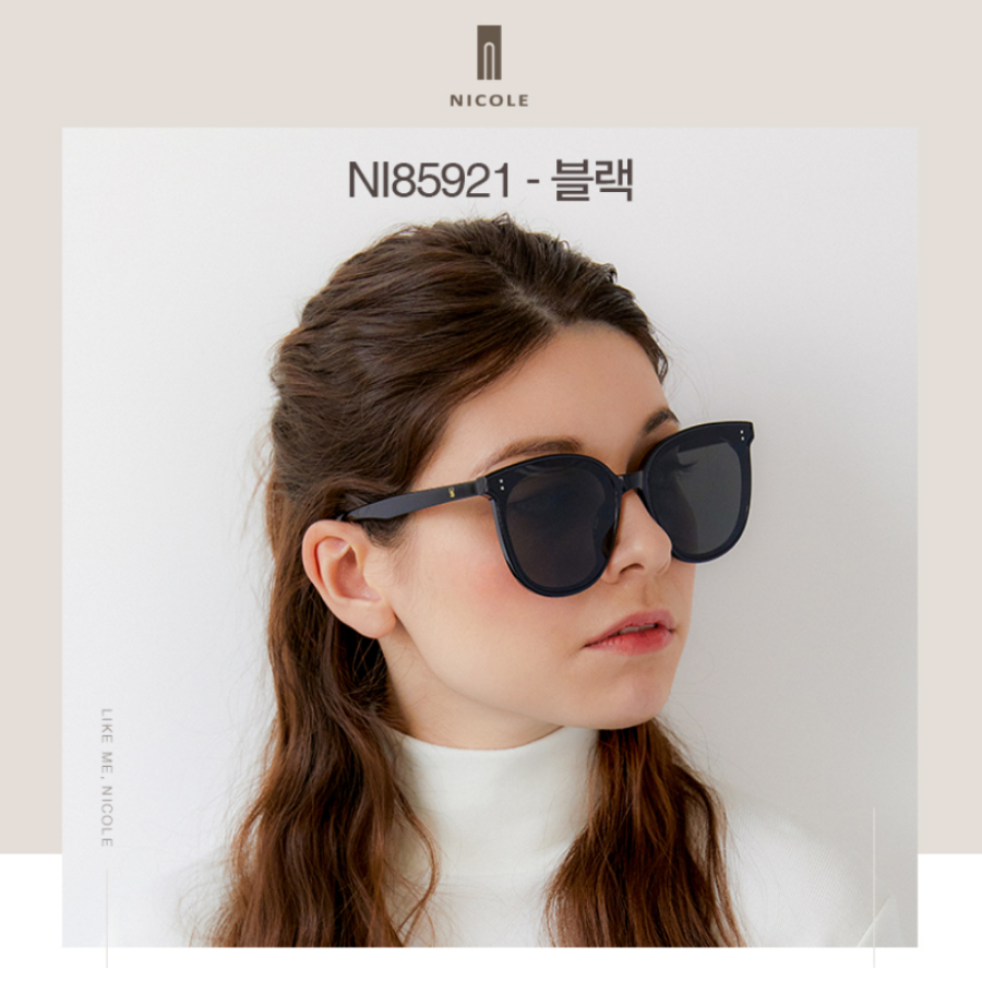 Kính râm chống tia UV hãng NICOLE Hàn Quốc mã NI85921 gọng tròn oversize màu đen