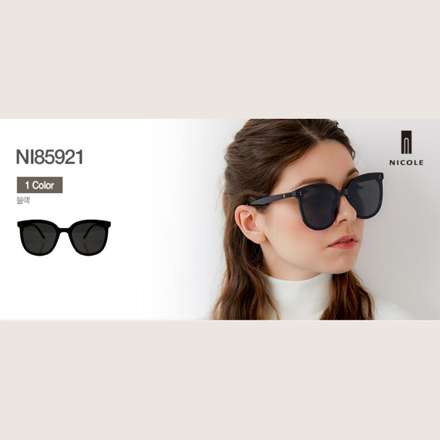 Kính râm chống tia UV hãng NICOLE Hàn Quốc mã NI85921 gọng tròn oversize màu đen