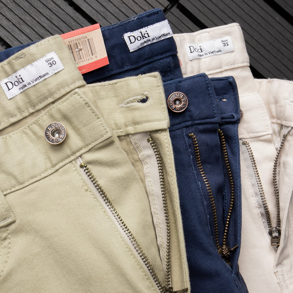 Quần Kaki Jean Doki Cao Cấp Màu Xanh Dương DKA, Quần Kaki Dáng Ôm Đứng Chất Vải Co Giãn Dày Dặn, Không Nhăn Bai Nhão X