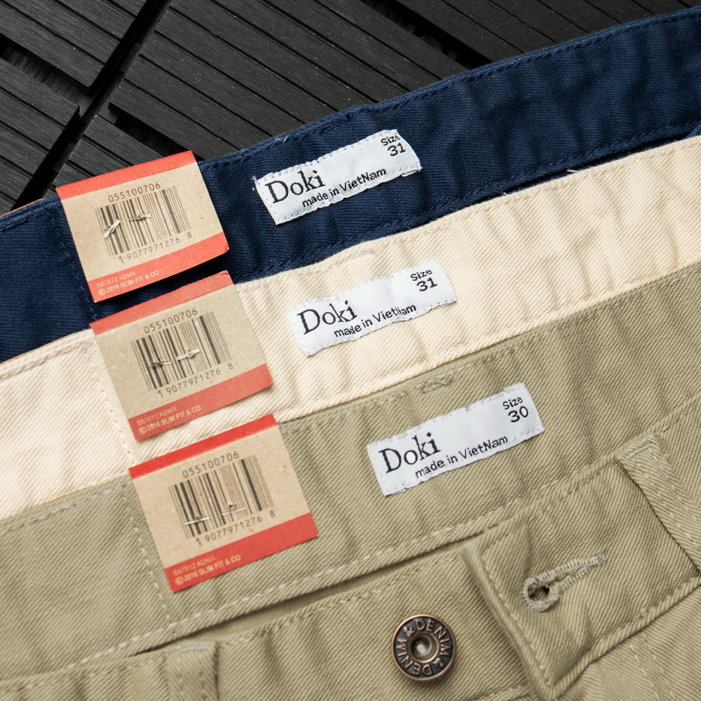 Quần Kaki Jean Doki Cao Cấp Màu Xanh Dương DKA, Quần Kaki Dáng Ôm Đứng Chất Vải Co Giãn Dày Dặn, Không Nhăn Bai Nhão X