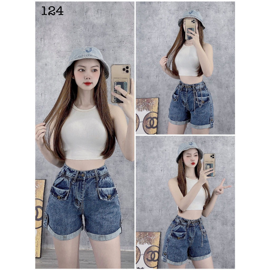 Quần jean ngắn nữ S'COOL - quần short jean, quần bò ngố cạp cao, cá tính, năng động - SC124