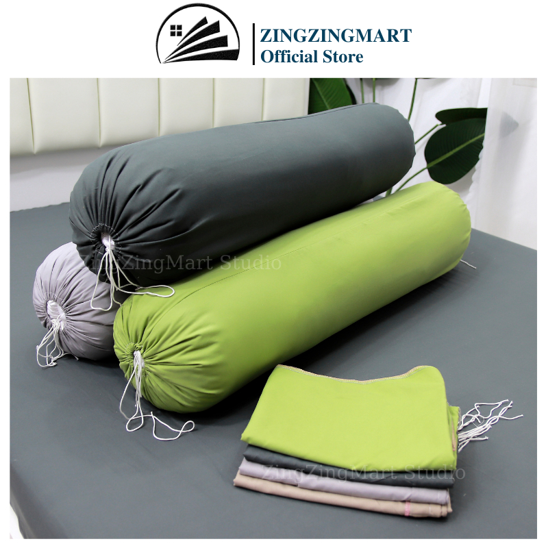 Vỏ gối ôm cotton tici ZingZingMart 35x100cm, áo gối ôm màu trơn bền đẹp