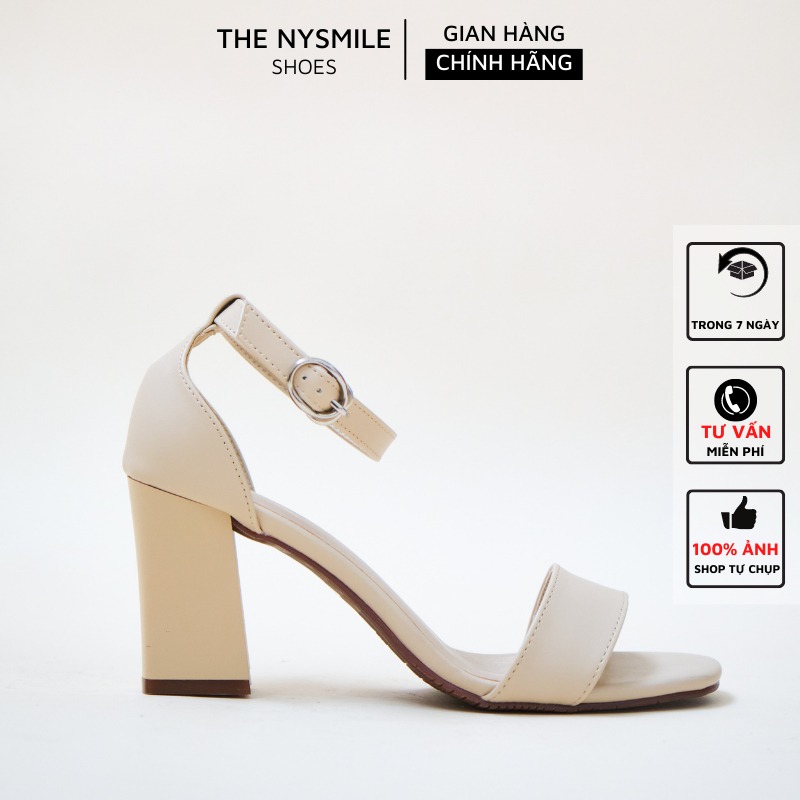 Giày sandal cao gót nữ NySmile 7P gót vuông quai ngang - THENYSMIE - BASIC