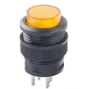 Nút nhấn tròn R16-503 màu vàng 4 chân(nhấn nhả) - mã sản phẩm: DTV47