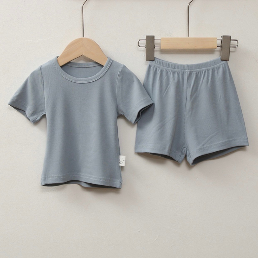 Bộ cộc thun tăm cho bé trai bé gái Mimi Kids Shop xuất dư Hàn Quốc cao cấp P-04
