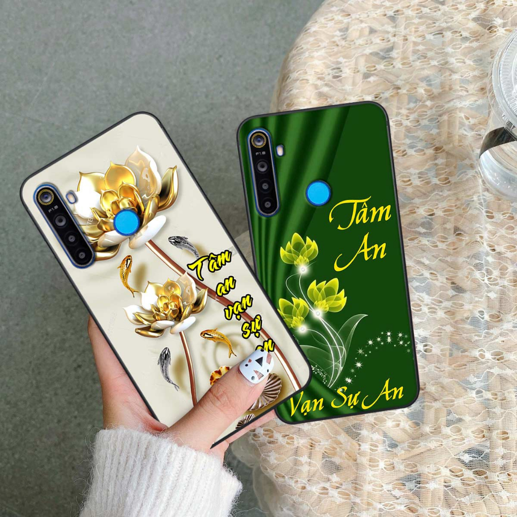 Ốp lưng Realme 5 / 5 Pro / C3 hình hoa tâm an vạn sự an, thư pháp ý nghĩa, rẻ bền đẹp