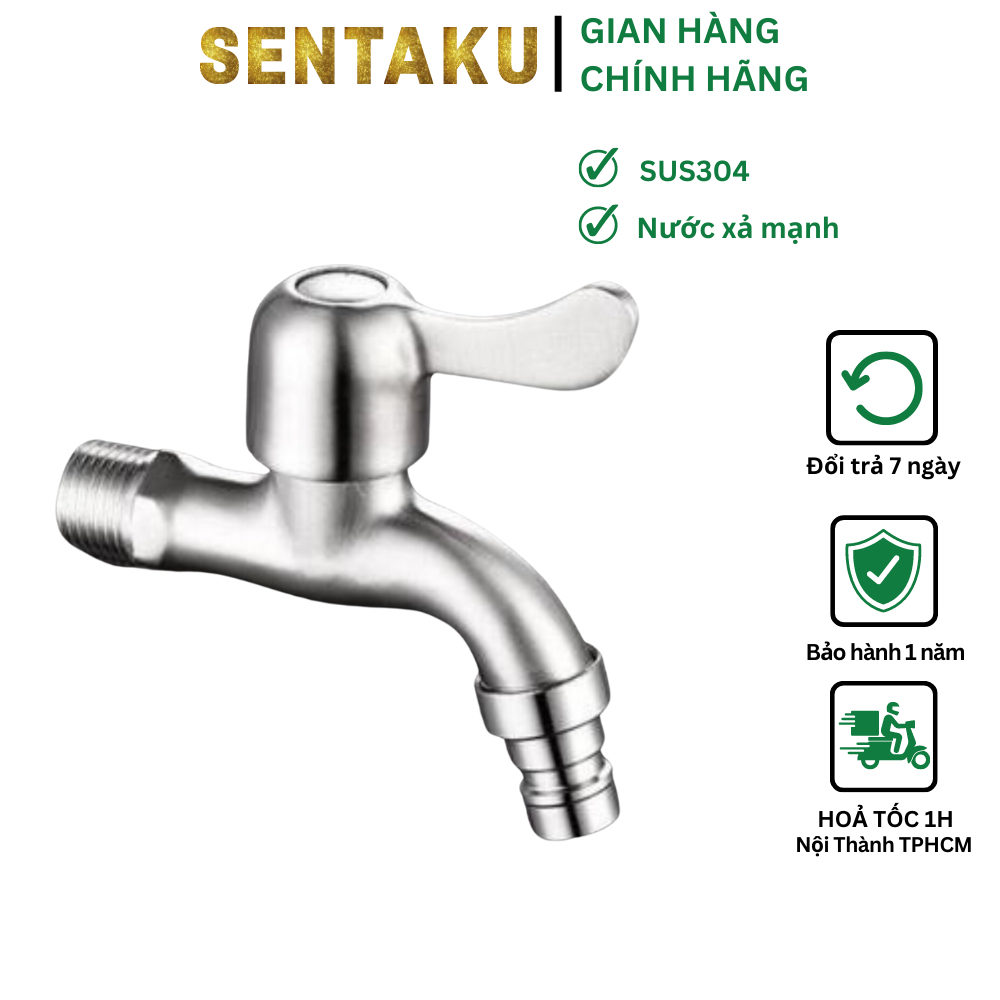Vòi nước vòi hồ Inox SUS304 cao cấp vòi nước xả siêu mạnh nhanh chóng,lắp đặt dễ dàng,bảo hành uy tín chất lượng-Sentaku