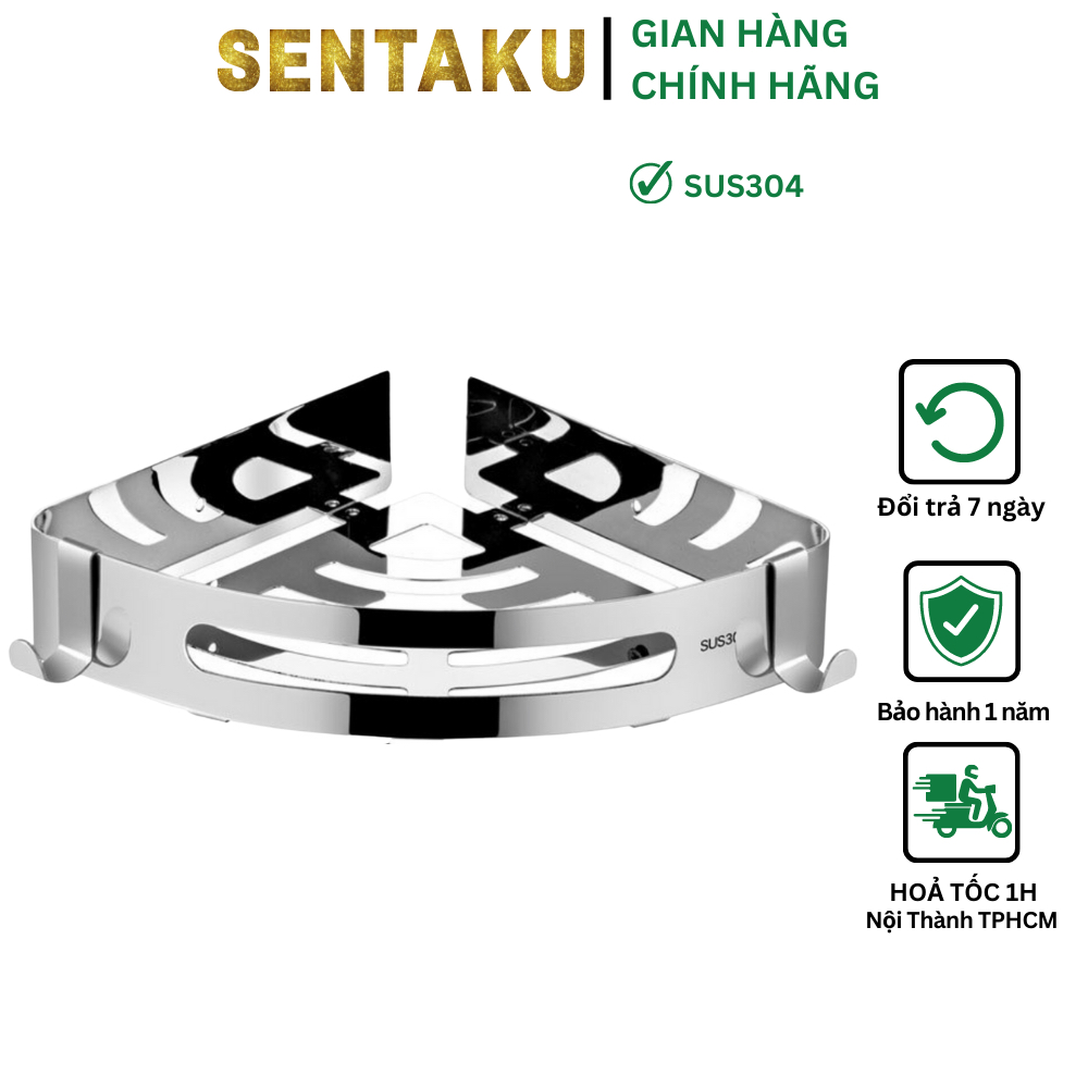 Khay góc, kệ vuông để đồ phòng tắm bằng thép không gỉ INOX 304 bảo đảm  bao tess sản phẩm - Sentaku