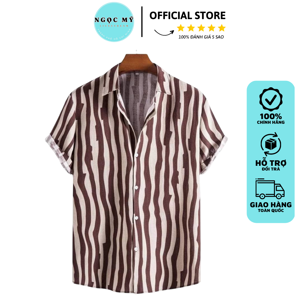 Áo Sơ Mi Nam in Họa Tiết Vải Lụa Thoáng Mát Không Nhăn Phong Cách Hàn Quốc - Mrmystore