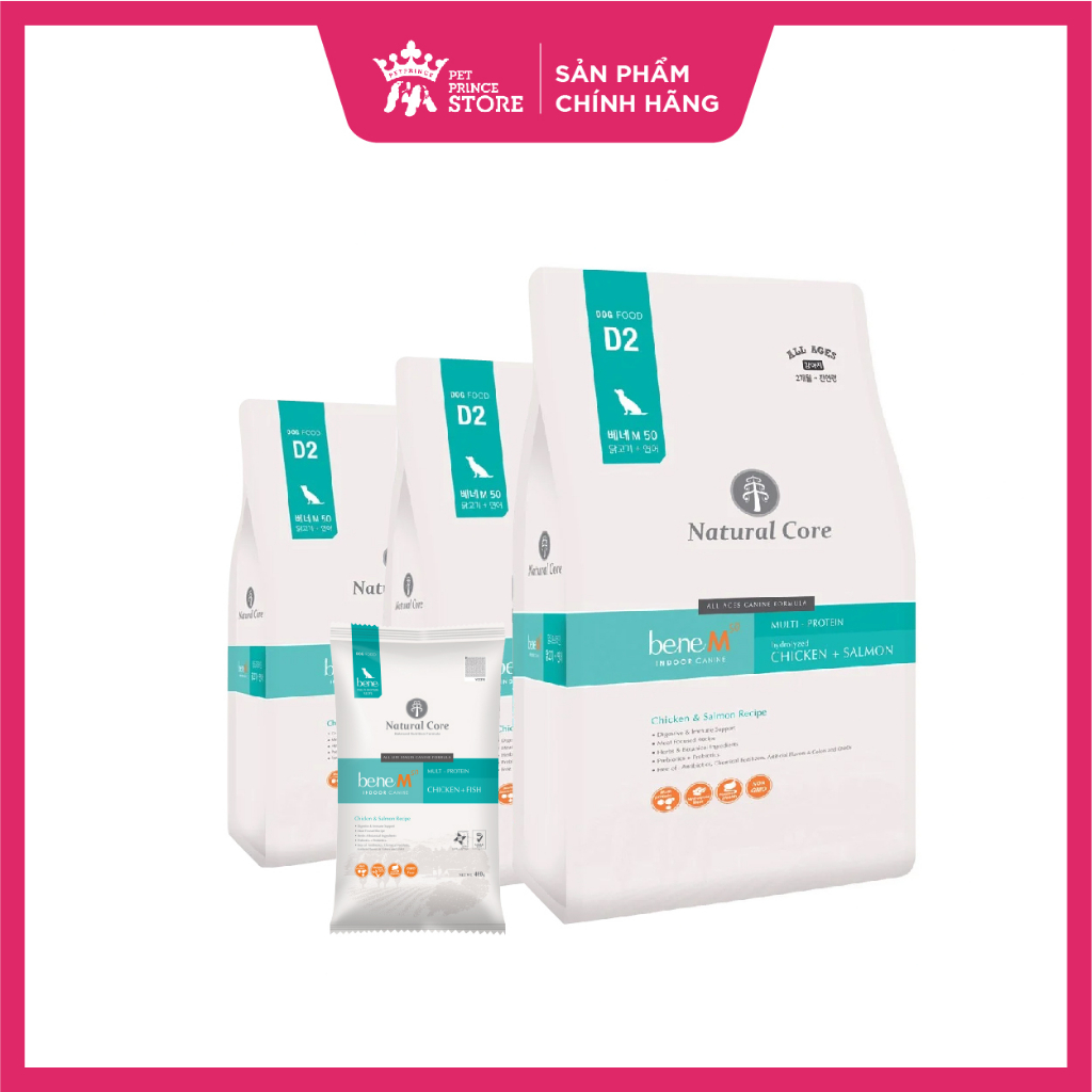 Thức ăn hạt cho chó Natural Core Bene M50 | Thịt gà và cá hồi | Cải thiện tiêu hoá