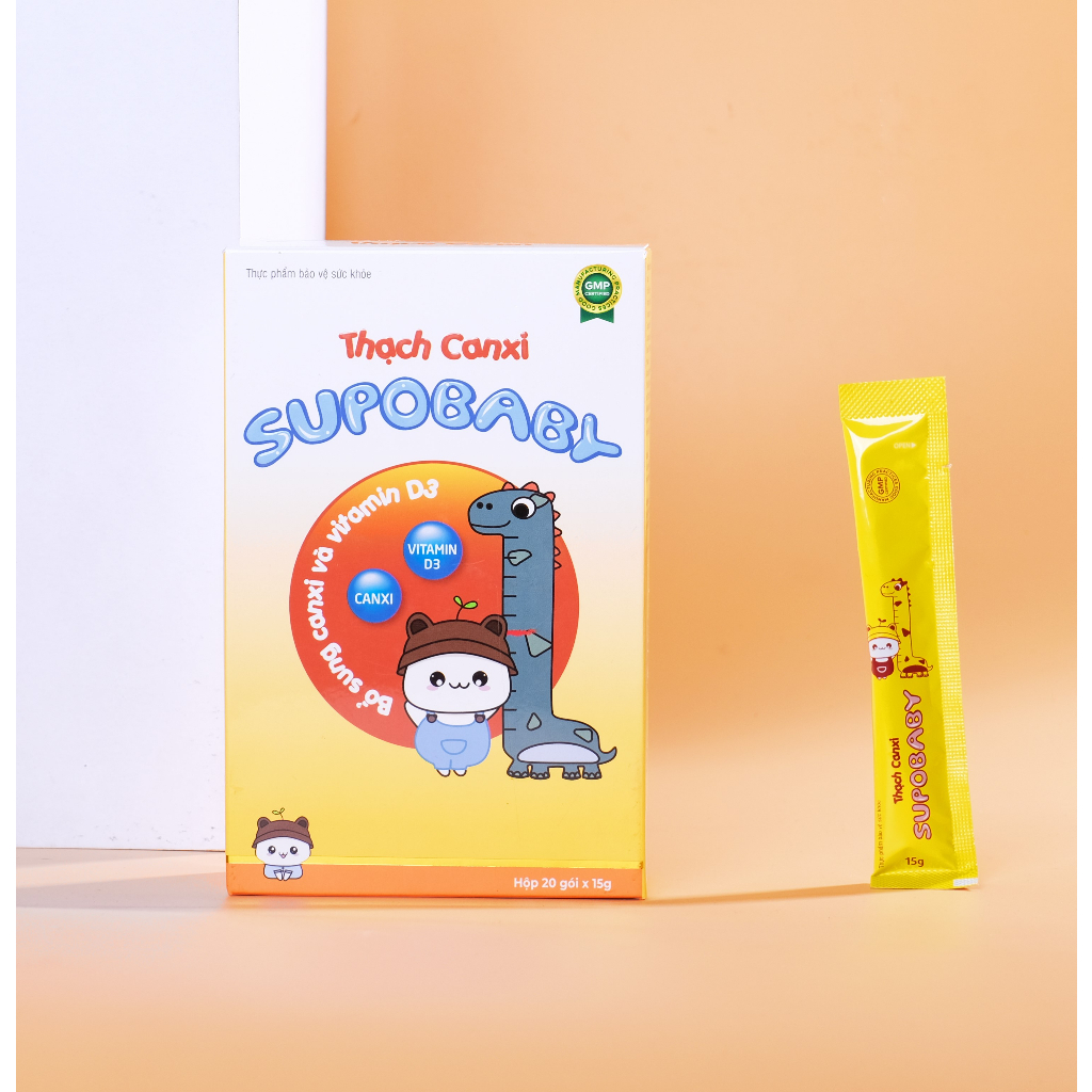 Thạch canxi SUPOBABY hỗ trợ phát triển chiều cao, khắc phục bé thấp còi, chậm lớn, chậm mọc răng