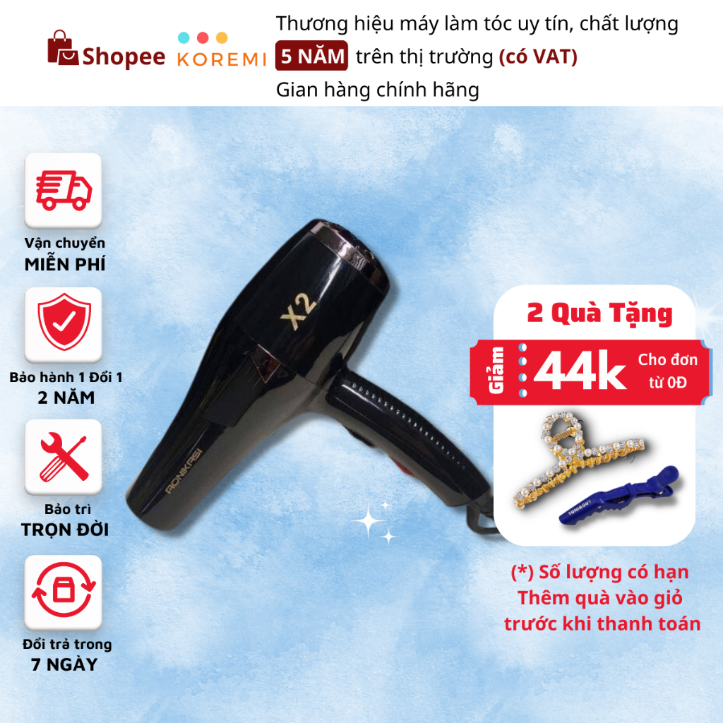 Máy Sấy Tóc Nóng Lạnh Công Suất Thực KOREMI 1800W NA-6688 và AONIKASI X2- 2500W Chuyên Dùng Cho Salon, BH chính hãng