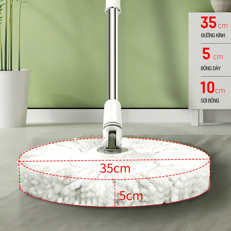 Bộ lau nhà 360 độ OKwife Spin Mop có thùng tự vắt có lồng inox chống gỉ, cây lau nhà 360 độ, bh 12 tháng, 2 bông lau