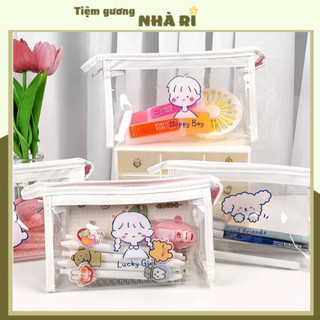 Túi đựng mỹ phẩm, túi đựng bút tam giác in họa tiết cute