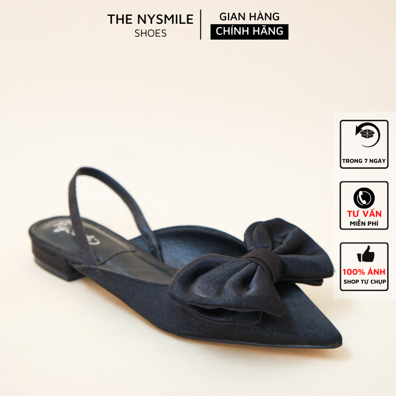 Giày búp bê mũi nhọn nơ to quai hậu - The NySmile - CHERII