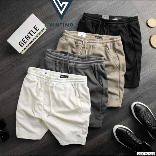 Quần short nam nữ cao cấp logo cao su chất vải tổ ong mặc thoáng mát QD023