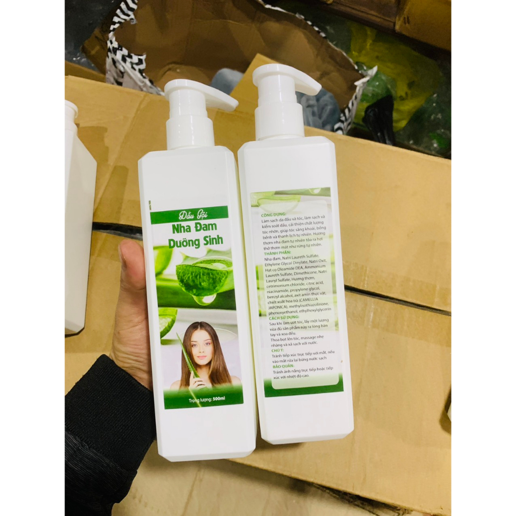 Cặp dầu gội nha đam cần bằng lượng dầu cho tóc 500ml