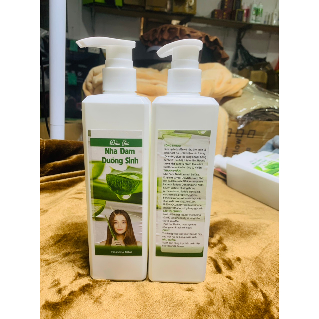 Cặp dầu gội nha đam cần bằng lượng dầu cho tóc 500ml