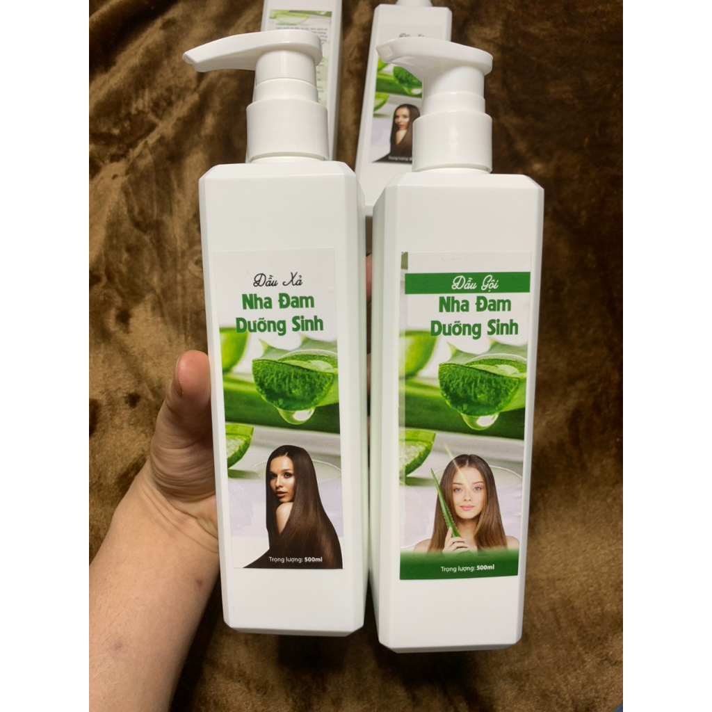 Cặp dầu gội nha đam cần bằng lượng dầu cho tóc 500ml