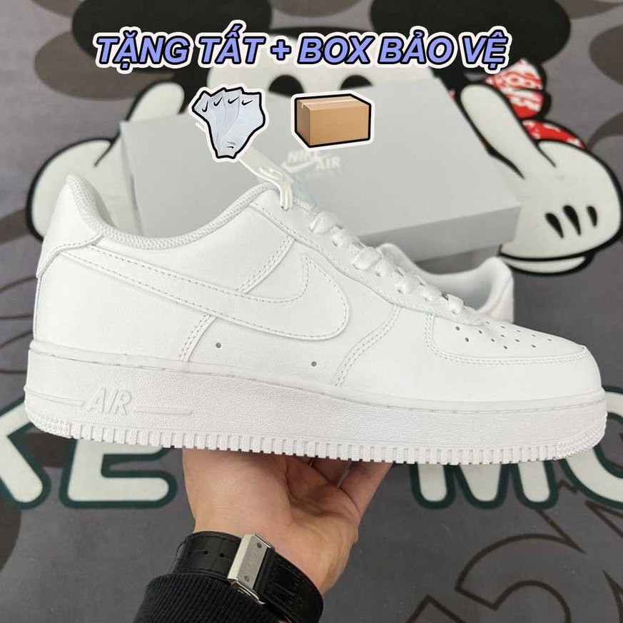 giày 𝙣𝙞.𝙠𝙚 air force 1 nữ nam thể thao trắng, giày sneaker cổ thấp trắng full bill box