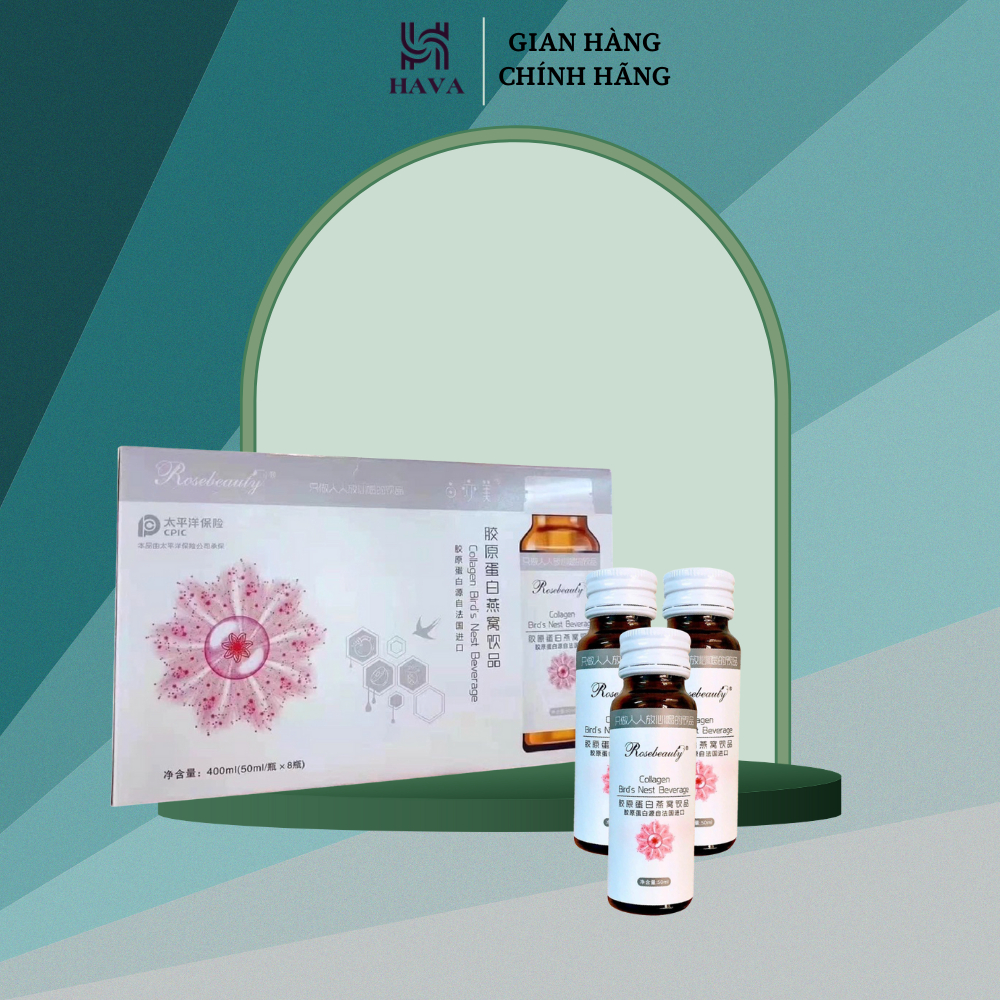 COLLAGEN ROSE BEAUTY YẾN TRẮNG DA Hộp 8 Chai (TRẮNG SÁNG TỨC THÌ) HAVA SHOP