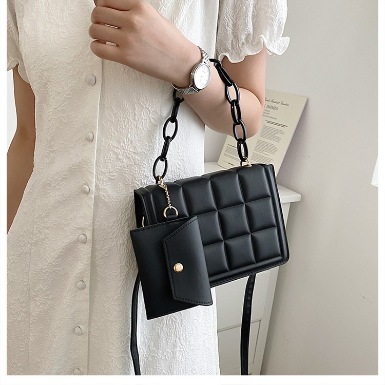 Túi xách nữ đeo chéo dáng vuông kèm ví mini thời trang Chuỗi dày di động chất lượng cao, dây đeo vai có thể điều chỉnh