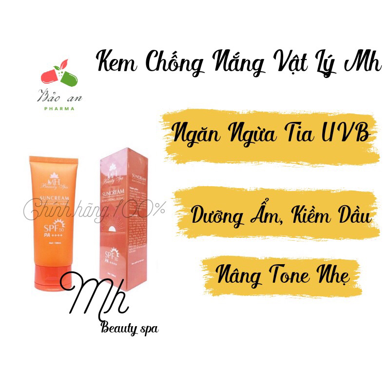 Kem chống nắng nâng tone SunCream Mh Beauty Spa sáng da chống nắng SPF 50/A+++ ngăn ngừa tia UV  - BẢO AN PHARMA