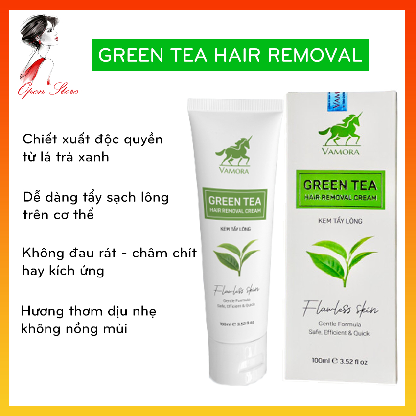 Kem Tẩy Lông Vamora Green Tea Kem Tẩy Lông Vinh Viễn Tẩy Lông Vùng Kín Nách Chân Tay An Toàn Hiệu Quả Open Store
