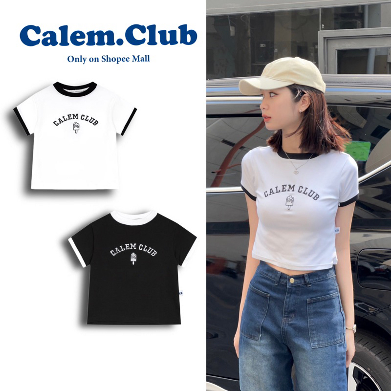 Áo Baby Tee vải cotton 100% THÊU CHỮ Calem.Club vải co giãn thoáng mát brand Calem.Club chính hãng