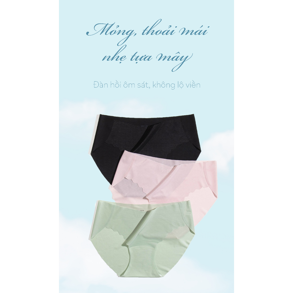 Quần lót lụa băng đáy 100% cotton kháng khuẩn vệ sinh không viền không đường may tàng hình HÀNG CHÍNH HÃNG HARRIET