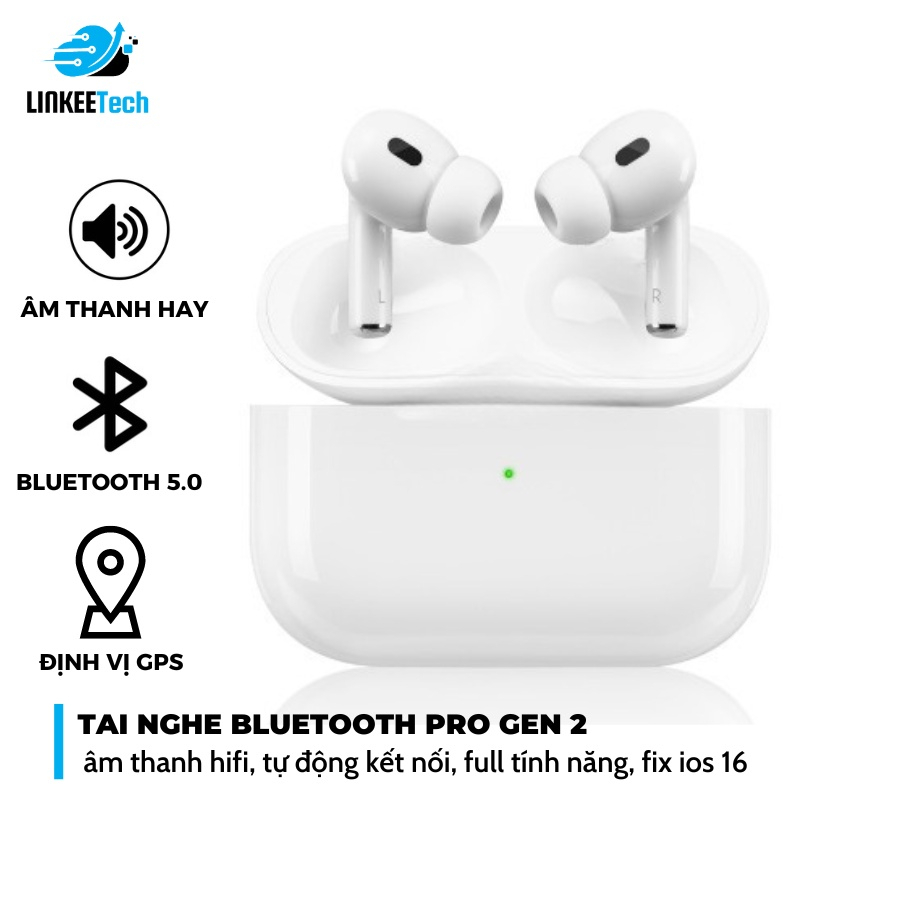 Tai Nghe Bluetooth Pro 2 Thế Hệ Mới Âm Thanh Chuẩn Định Vị Đổi Tên Bass Căng Vuốt Tăng Giảm Âm Lượng