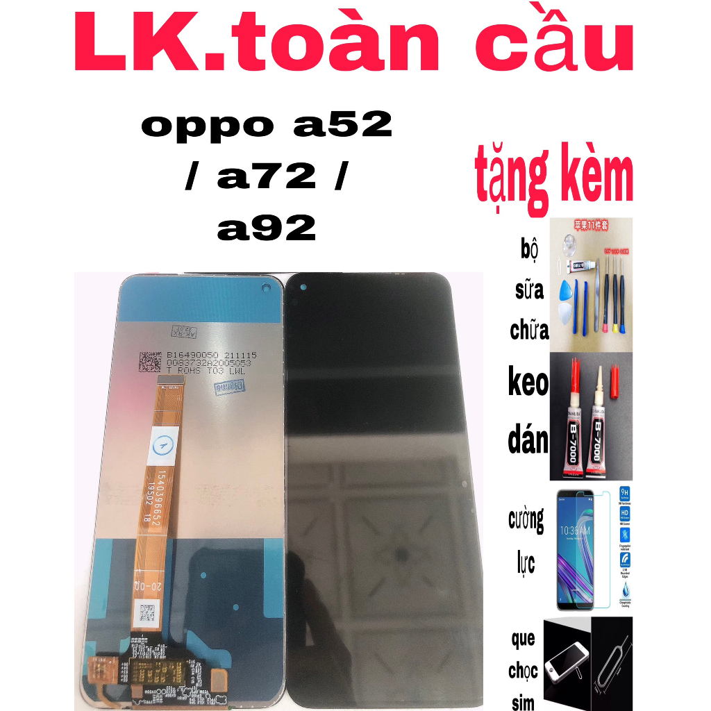 Màn hình OPPO A52 / A72 / A92 zin new full bộ màu đen bảo hành 3 tháng Tặng keo dán màn+tua vít+cường lực+que chọc sim