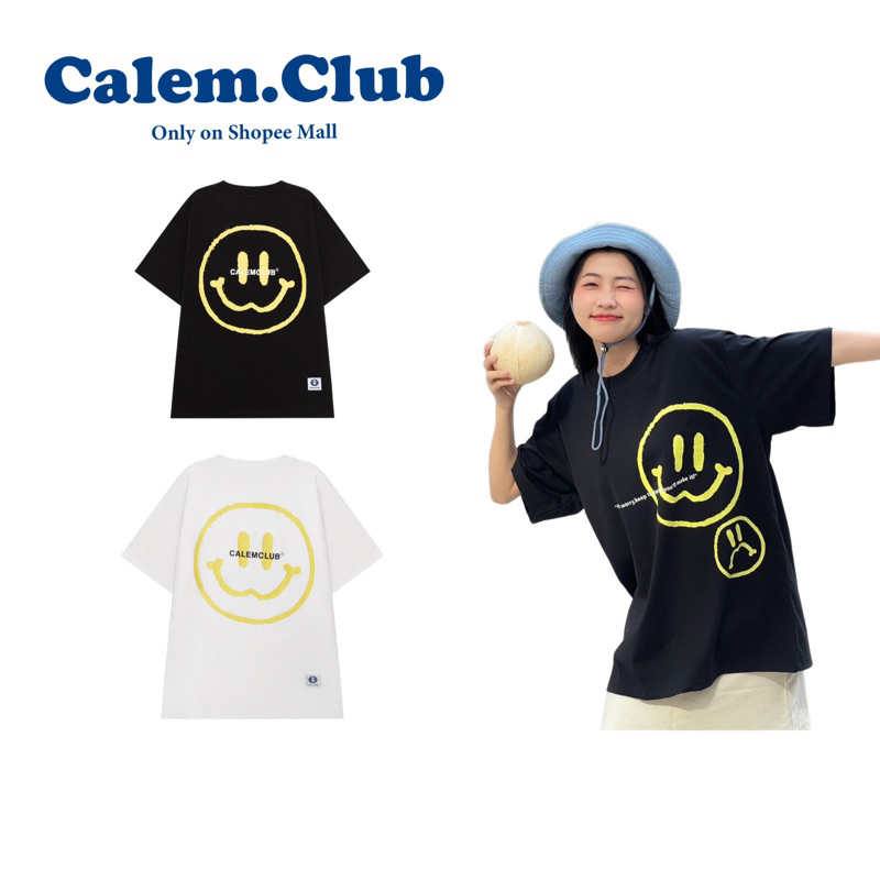 Calem Club - Áo Thun họa tiết in Smile form tay lỡ rộng rãi unisex