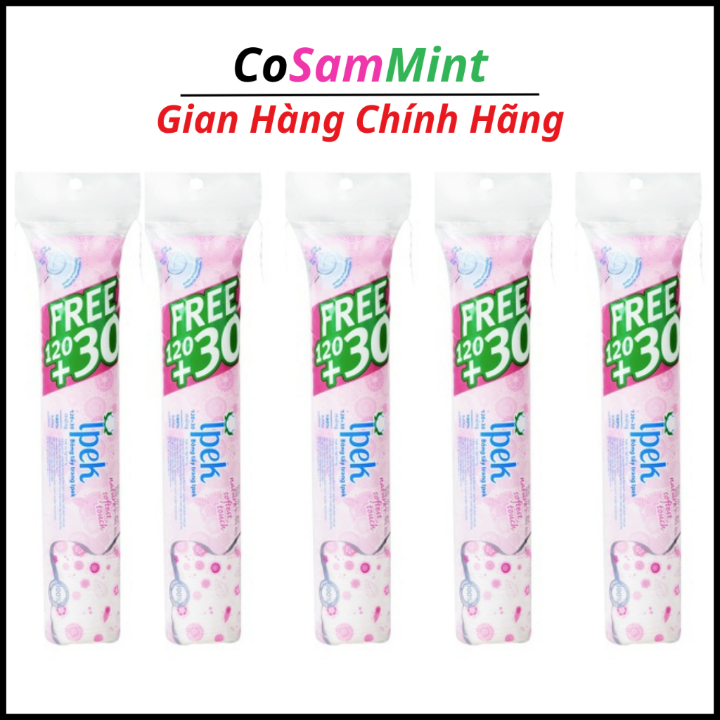 Bông Tẩy Trang Ipek 150 Miếng, Mềm Mịn Chính Hãng, Cotton, Dập Viền, Nhiều Lớp.