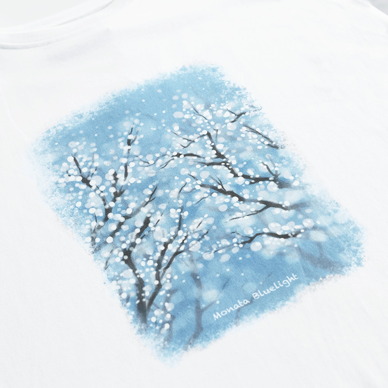 MONATA BLUELIGHT Spring Blossom - Áo thun form rộng cotton cao cấp