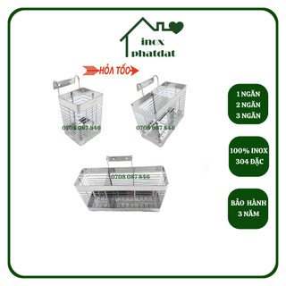 Ống đựng đũa muỗng Inox 304 PHÁT ĐẠT (1/2/3 ngăn), giá để đũa, ống đũa, ống đũa vuông inox (SP101.104.105)