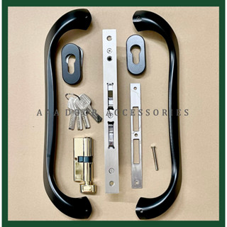  Khoá cửa lùa chữ D lượn dùng cho cửa nhôm Xingfa 55 hệ Việt Pháp PMA 