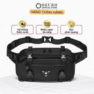 Túi đeo chéo nam OZUKO 9567 túi bao tử túi thể thao chạy bộ vải oxford chống thấm nước